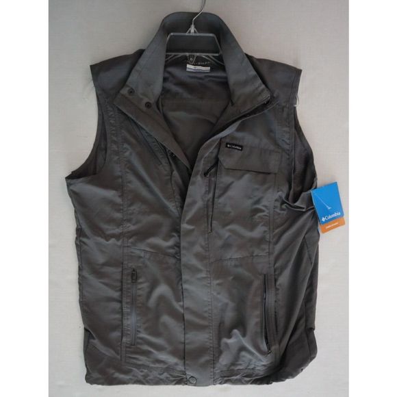 Columbia Men's Sz L Gray Omni-Shade Silver Ridge II Utility Pockets Vest - Picture 7 of 9
